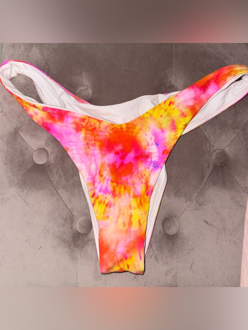 Luli Fama Tie-Dye Bikini Bottom in Pink, Yellow & Orange